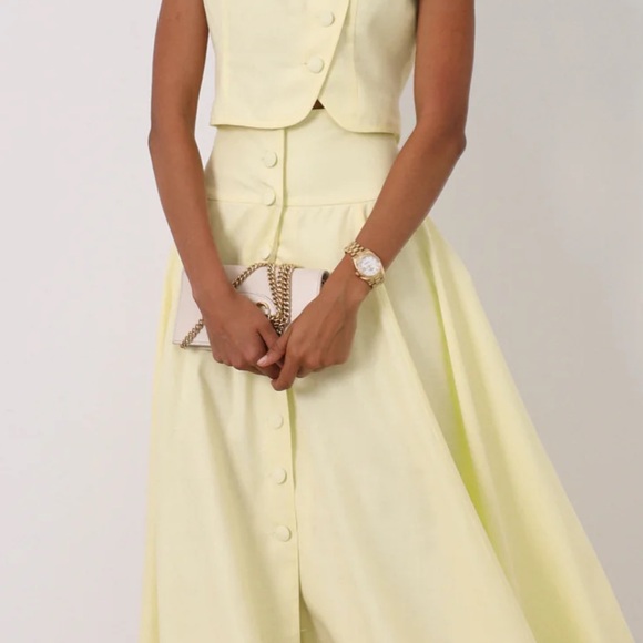 Vita Grace Chic Yellow Button-Up Two-Piece Set - Picture 3 of 3